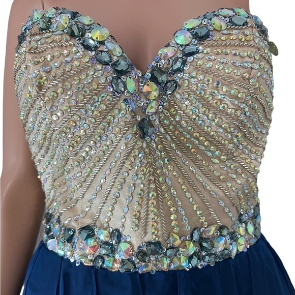 SHERRI Hill Strapless Front Corset Sequins HCO Royal Blue Dress - Picture 9 of 10